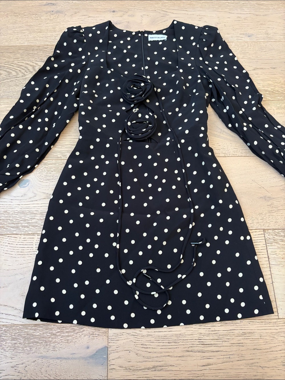 Rebecca Vallance Black Dress with Cream Polka Dots